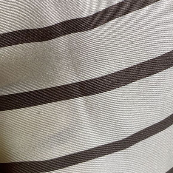 THEORY Popover Ivory/Olive Green Painted Stripe Silk Tunic Blouse Size Small - Picture 9 of 11